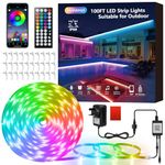 HUEMIHUI 30M Outdoor Waterproof LED Strip Lights,Music Sync RGB IP68 LED Lights with Remote & App Control, 24V LED Rope Lights for Outdoor,Indoor, Garden,Party