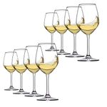 Paksh Novelty Lead-Free Glass Shatter Resistant Italian White Wine Glasses - 15 Ounce - Clear (Set of 8)