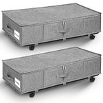 mepure Under Bed Storage on Wheels, 2 Pack 50L Large Sturdy Underbed Storage with Wheels Metal Frame Support, Dust-Proof Underbed Storage Boxes with Zip for Clothes, Blankets, Shoes and Toys