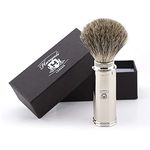 Haryali London Shaving Brush - Travel Shaving Cream Brush - Super Badger Shaving Brush - Sustainable - Shave Brush - for Wet Shaving - Long Lasting - Mens Shaving Brush Womens - Nickel Plated Handle