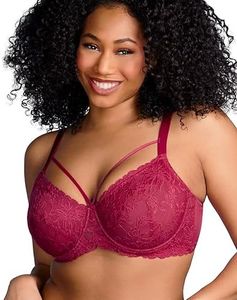 HSIA Minimizer Bras for Women Full Coverage, Unlined Lace Sexy Plus Size Underwire Bra for Large Breasts, Rose Red 36DD