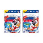 Vileda Turbo 2in1 Spin Mop Refill, Pack of 2 Turbo 2in1 Mop Head Replacements, Fits all Vileda Turbo Mops, Authentic Vileda Mop Head, Red, 16.5 x 30 x 22 cm