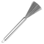 MEZON Wire Brush Stainless Steel Cleaning Brushes Cast Iron Scrubber for Pots Efficient Dish Scraper with Long Handle Grip Utensil Scrubber Flexible Steel Scrubber (1)