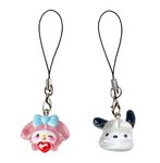 ONCRO Cute Melody Doll Dog Crystal Candy Type Pendant Phone Charms Cute For Girls Strap Hanging Keychain Key Ring Accessories Necklace Lobster Lanyard Bracelet Pack Of 2Pc Combo,Silver