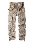 AKARMY Men's Casual Military Army Camo Combat Work Cargo Pants with 8 Pockets Desert Camo 36