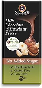 Sugarless Confectionery Milk Chocolate and Hazelnut Pieces with Stevia Chocolate Bar 100 g