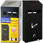 NTI MARKSMAN Ash Bin | Steel Ashtray Black Compact Pub Club Home Office Flat Cigarette Cigar Wall Mounted Lockable Heavy Duty + Keys UK FREE P&P, W14.7cm x D6.0cm x H32.3cm