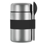 Housolution 16oz Thermo Food Container, Stainless Steel Insulated Food Jar with Spoon, Leakproof Insulated Food Container Lunch Soup Thermo For School, Keep Hot for 12 Hours (Natural + Black)