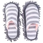 Yardwe 1 Pair of Unisex Multifunction Stripes Cleaning Slippers, Detachable Mopping Shoes House Floor Cleaning Mop Microfiber Sole for Reusable Kitchens Bathroom Living Room Floor (Grey)