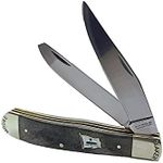 Moore Maker Inc 4-1/8 inch Folded Trapper Knife 5235CATI Folding Pocket Knife with Smooth Gray Cow Bone Handle and High Carbon Steel Blades Come and Take It Flag