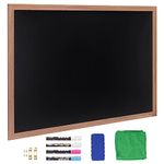 VEVOR 35"x46" Magnetic Chalk Board, Hanging Message Signs with Chalks & Eraser, Vintage Wooden Chalkboard Sign, Rustic Brown Framed Calendar and Bulletin Combo Boards, For Kitchen, Home Decor, Wedding