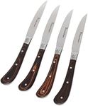 Stanley Rogers 50748 Pistol Grip Woodland Steak Knife Set, Stainless Steel Serrated Blade, Sharp Knives with Ergonomic Handle (Colour: Brown, Silver), Quantity: 1 Set, 4 Pieces