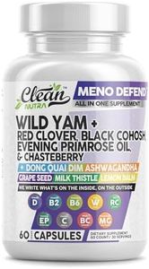 Clean Nutra Wild Yam Root Capsules with Red Clover Black Cohosh Evening Primrose Oil Chasteberry Dong Quai DIM Ashwagandha Grape Seed Extract Milk Thistle Lemon Balm and more Hormone Balance For Women