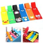 HASTHIP® Silicone Luggage Tags 6Pcs Cartoon Travel Tags, 24x4cm Anti-Lost Handle Labels, Soft Durable Silicone, Bright Colors for Easy Bag Identification