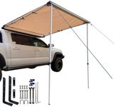 DANCHEL OUTDOOR Vehicle Awning Overland Camping, UPF50+ Roof Rack Car Awning Waterproof Truck Canopy Tarp Shelter, Khaki 8.2x9.8ft