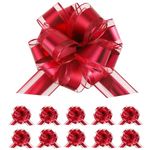 10 PCS Large Pull Bow Gift Wrapping Bows, Party Birthday Holiday Gift Wrapping Bow, Christmas, Wedding Baskets, Valentine's Day Present Decoration Bow(Red)