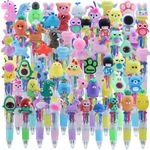 Melopr 60pcs Muliticolor Ballpoint Pens Cartoon Party Bag Fillers, 4 In 1 Mini Pens Girls And Boys Pupil Gifts Set School Teacher Reward