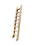 DIYHD 87" Unfinished Rolling Library Wooden Step Ladder with Glab Handle,No Sliding Hardware