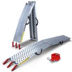 VOUNOT® Loading Ramps, Heavy Duty Foldable Galvanized Metal Ramps Non-Slip with Hook Safety Straps for Van, Lawnmower, ATV, Quad Motorcycle, 400 kg Max Loading