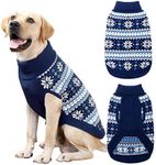 KOOLTAIL Cable Knit Dog Sweater Turtleneck, Cold Weather Pullover Classic Knitwear, Snowflake Pattern Thick Warm Winter Pet Clothes, Dog Christmas Sweater for Small Medium Large Dogs Cats, Navy Blue M