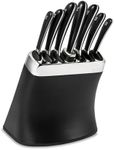 Robert Welch Signature Knife Block Set. Includes Sharpening Steel and 6 Signature Kitchen Knives - Bread 22cm, Carving 23cm, Cook's 18cm, Kitchen 14cm, Santoku 11cm, Paring 10cm