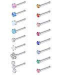 Zolure 20G Stainless Steel Stright Nose Studs Flower Nose Pin Set Cubic Zirconia Nose Piercing Body Jewelry for Women Men