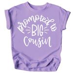 Promoted to Big Cousin T-Shirts for Toddler Girls Fun Family Outfits, Purple Shirt, 2T