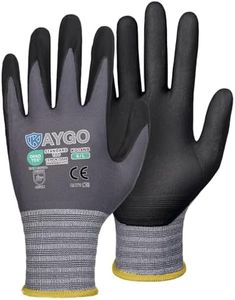 Safety Work Gloves MicroFoam Nitrile Coated-3 Pairs,KAYGO KG18NB,Seamless Knit Nylon Glove with Black Micro-Foam Nitrile Grip,Ideal for General Purpose,Automotive,Home Improvement,Painting