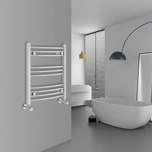 WarmeHaus Modern Bathroom Heated Towel Rail Ladder Radiator 600x500mm Curved for Bathroom Kitchen Chrome