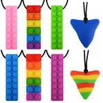 Chew Necklace,8 Pcs Sensory Chew Necklace Rainbow Color Teether Chew Toys for Kids Boys,Girls,ADHD,Autism,Biting,Food Grade Silicone Safety