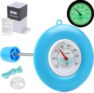 Floating Pool Thermometer Easy Read – Battery-Free, Color-Coded Ideal Zone, IPX6 Waterproof 304 Stainless Steel Probe, Tether & Suction Cup for Pool, Hot Tub, Spa, Pond & Cold Plunge, Blue