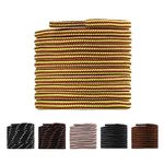 LARGERED Round Shoe Laces Work Boot Laces Heavy Duty, Durable Thick 4mm Shoelaces for Trainers Shoes Walking Hiking Boots, Replacement Round Lace Rope Laces for Men Women, Yellow/Brown-90CM