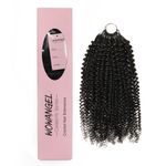 WOWANGEL Afro Kinky Curly Crochet Hair Extensions for Black Women, 24 Inch 100% Human Hair, Feather Crochet Braids Knotless Pre-Separated & Tangle-Free, Natural Black, 1PACK