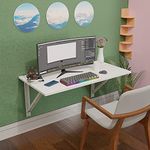 Compal Wall Mounted Table, Wall Mounted Desk, Wall Mount Table, Desks, Folding Wall Mounted Glossy Finish Plywood Study Table, Work Table, Laptop Table, Utility Table (16X32 Inches, White)