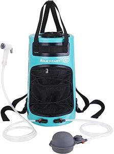 WILD HEART Camping Shower, 5.8 Gallons/22L Portable Camp Shower Bag with Upgraded Screw Lid, Water Level Window, Pressure Foot Pump, and Handy Nozzle, Solar Shower for Beach Camping Hiking (Turquoise)