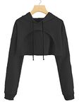 FUNKY MONKEY Women's Cotton Blend Loose Hooded Neck Hoodie (Bc_Ch_Black_Xl_Black_Xl)