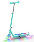 Gyroor Electric Scooter for Kids Ages 6-12, E Scooter with 8km/h Safe Speed, 110LBS Load, Adjustable Handlebar & LED Lights, Gravity Sensing, Ideal for Boys Girls Gift Cyan