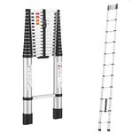 BonKaso VertiPro 6.2M(20.5Ft) Telescopic Ladder|Aluminum Ladder 16 Steps|Multipurpose for Home & Outdoor use with Self Lock Mechanism|EN131 Certified Max Load Capacity of 150kg