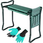 Abco Tech Garden Stool & Kneeler - Kneeler & Stool for Gardening, Foldable Garden Seat for Storage, Garden Kneelers for Seniors, Great Gardening Gifts for Women, Bench Comes with Tool Pouch & Gloves