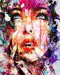 YEESAM ART Paint by Numbers for Adults Beginners Abstract Paint Colorful Face of Woman 16x20 inch Linen Canvas Acrylic DIY Number Painting Kits Wall Art Decor Gifts