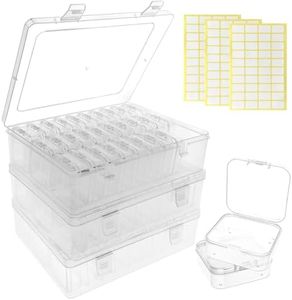 Meanhoo Bead Organizer Box – Small Bead Storage Containers, Mini Clear Plastic Storage Boxes with Hinged Lids, Rectangle Craft Case for Jewelry, DIY Beading, Nail Art, and Small Parts (93 PCS)