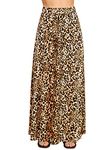 Lock and Love Women's Styleish Print/Solid High Waist Flare Long Maxi Skirt, Wb1434_leopard, Large