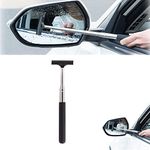 AWMSKONG Retractable Rear-View Mirror Wiper Snow Brush and Ice Scraper,Car Snow Scraper and Brush Shovel,Extendable Snow Brush with Squeegee & Ice Scraper. (Black)