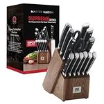 Master Maison 15 Piece Ultra Premium Professional Knife Set | German Stainless Steel Kitchen Knife Set With Dual Sharpener & Edge Guard Cover | Anti-Fatigue, Ergonomic, Full-Tang Triple-Riveted Handle