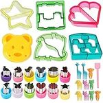 Keepatyart Sandwich Cutters for Children Fruit Cutter Shapes Set of 29 Pieces - Animal Shapes: Dolphin Car Dinosaur Heart Star Bear Stainless Steel Fruit Picks for Kids Food