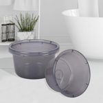 Heart Home Pack of 3 Bath Tub | Multipurpose Bath Tub | Tub for Bathroom-Feeding Pan-Bathing-Washing Clothes | Washing Tub | Bathroom Tub | Baby Bathing Tub | 25 LTR | Transparent Gray