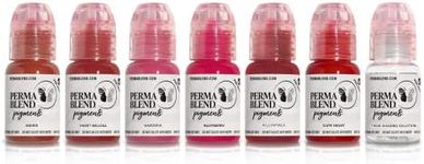 Perma Blend Sultry Lip Set - Pink & Red Tattoo Ink Set for Permanent Makeup - Tattoo Supplies for Lip Blush Microblading - 6 Pigments & Shading Solution - Vegan (0.5 oz Each)