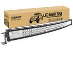 RIGIDON Curved Thin Slim Led Light Bar 42 inch 540W, 7D Tri row 12V 24V Fog Light for Car Off road Truck SUV UTE ATV 4x4, Flood Spot Combo Beam, Waterproof Driving Work Lamp, 6000K White Lighting