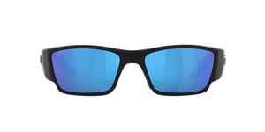 Costa Man Sunglasses Matte Black Frame, Blue Mirror Lenses, 61MM, Matte Black, 61 mm