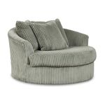 Signature Design by Ashley Lindyn Transitional Oval Tufted Upholstered Oversized Swivel Accent Chair, Gray